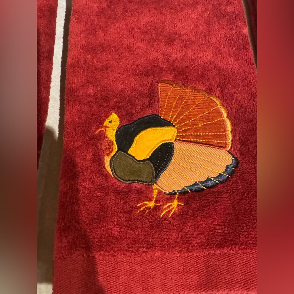 Burgundy  Kitchen Towel with embroidery Turkey 3 pc set